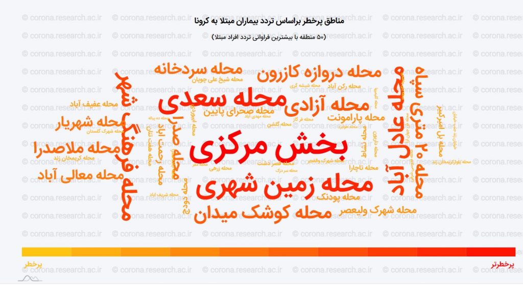 مناطق پرخطر شیراز در خصوص کرونا