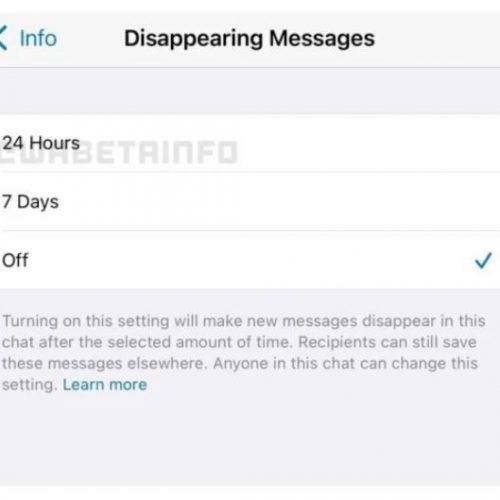 اضافه شدن حذف شدن خودکار پیام‌ها در چت واتس اپ
