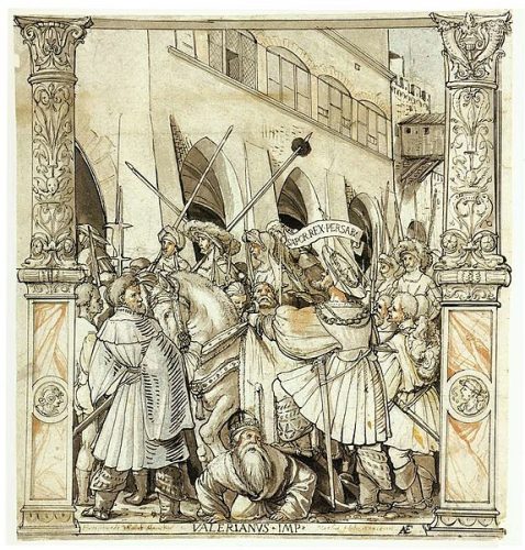 تحقیر والریان توسط شاپور هانس هولبین جوان ،۱۵۱۱، قلم و جوهر سیاه بر روی طرح گچ