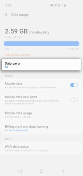 Service How do I check data usage on my Samsung Galaxy device 9