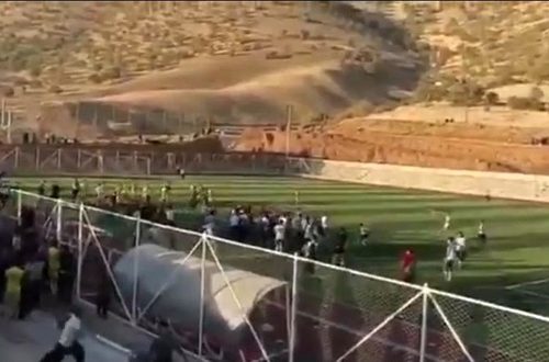 درگیری خونین بازیکنان فوتبال در استادیوم پاوه در کرمانشاه+فیلم